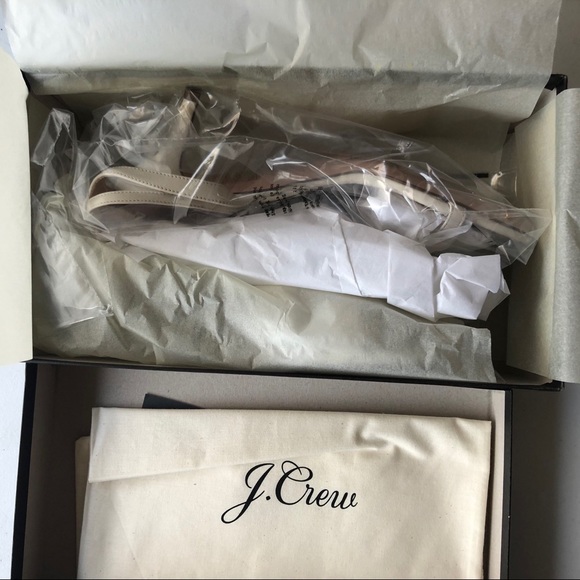 J Crew Italian Leather Crystal Ivory Heel Sandals - Picture 8 of 11